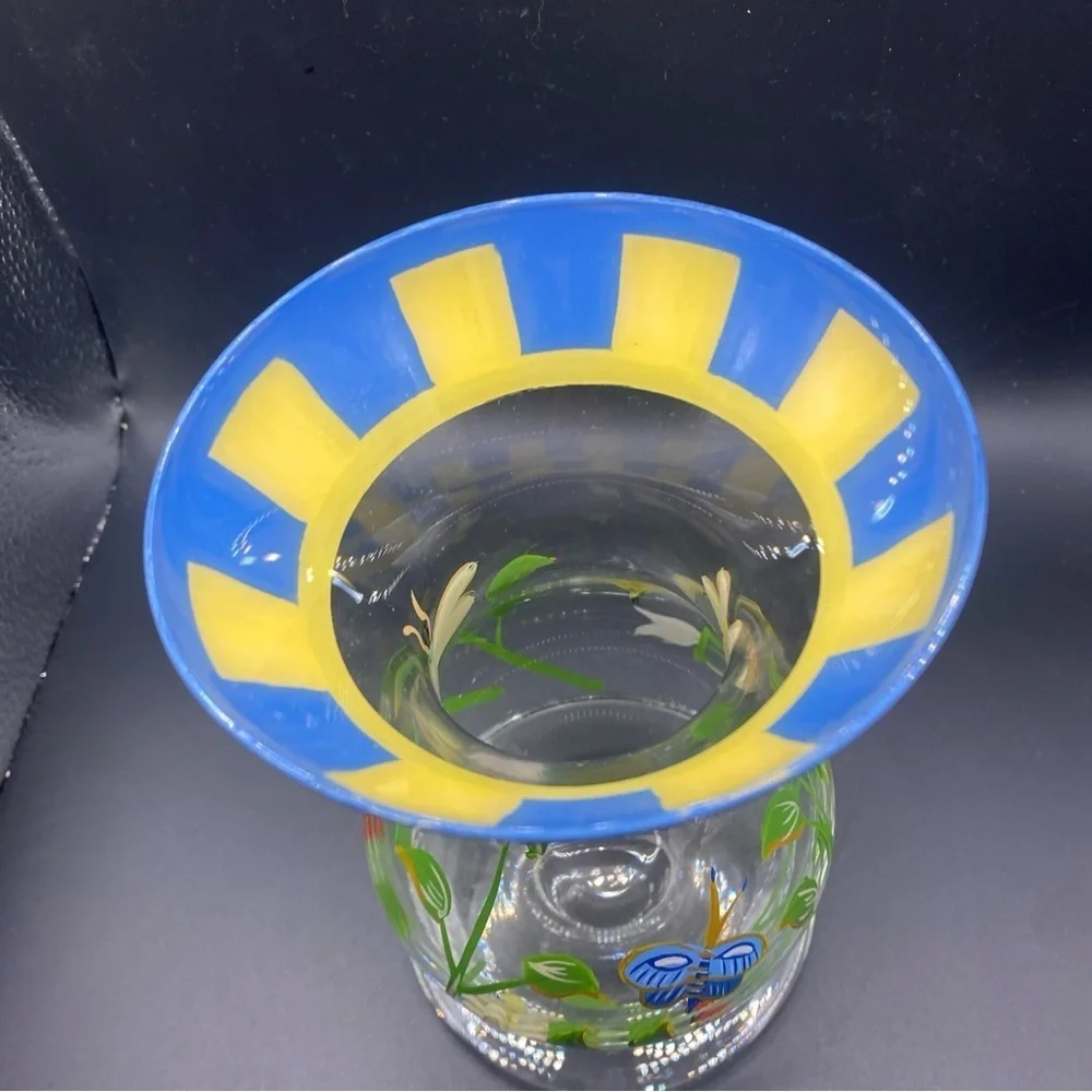 Lenox Butterfly Meadow Dragonfly Ladybug FlowerHand Painted Glass Vase 6” Signed